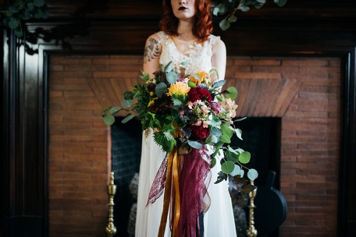 Copper & Jewel Tone Styled Shoot at Pittsburgh's Soldiers & Sailors by Mandy Fierens Photography Featured on Burgh Brides