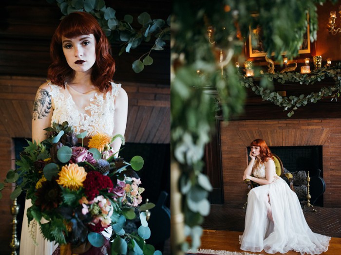 Copper & Jewel Tone Styled Shoot at Pittsburgh's Soldiers & Sailors by Mandy Fierens Photography Featured on Burgh Brides