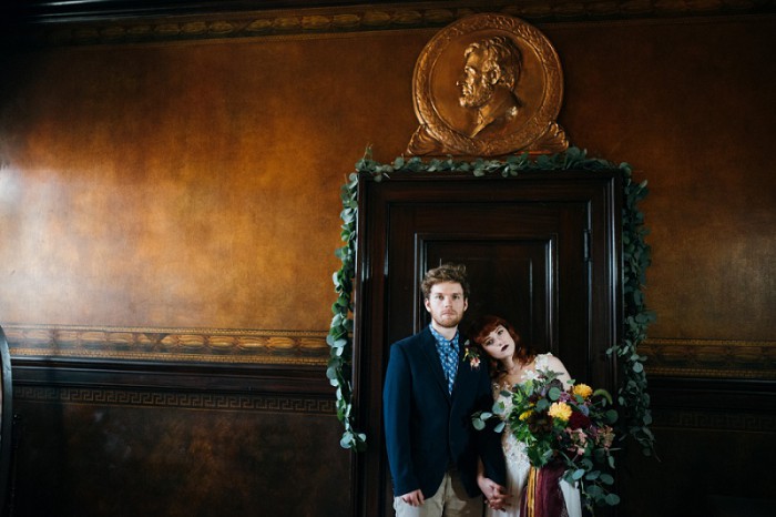 Copper & Jewel Tone Styled Shoot at Pittsburgh's Soldiers & Sailors by Mandy Fierens Photography Featured on Burgh Brides