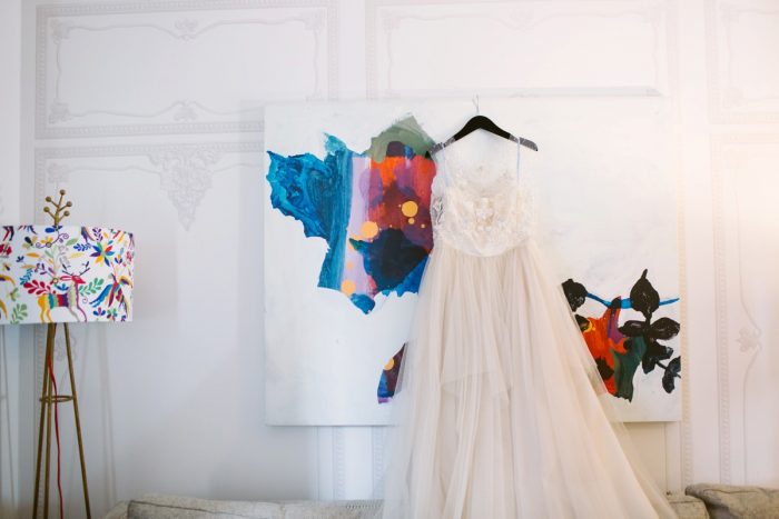 Blush Pink Wedding Dress: Small Eclectic Wedding at Smallman Galley from Caitlin Thomas Photography featured on Burgh Brides