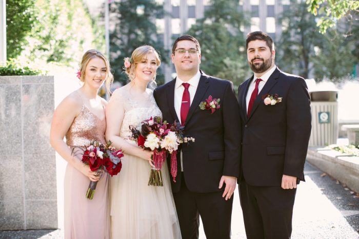 Marsala and Pink Wedding Ideas: Small Eclectic Wedding at Smallman Galley from Caitlin Thomas Photography featured on Burgh Brides