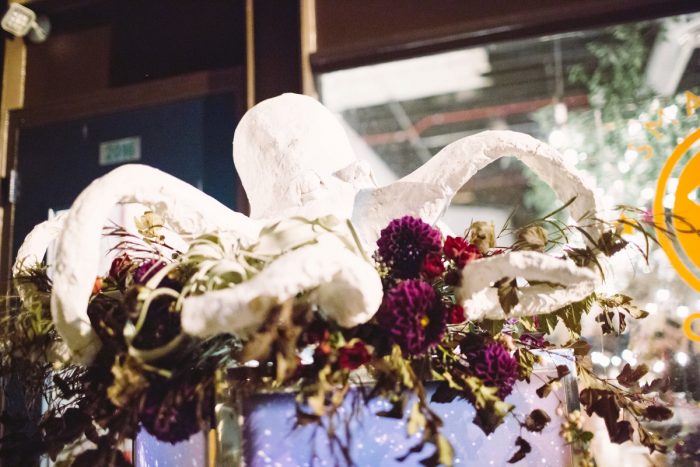 Hanging Wedding Decor: Small Eclectic Wedding at Smallman Galley from Caitlin Thomas Photography featured on Burgh Brides