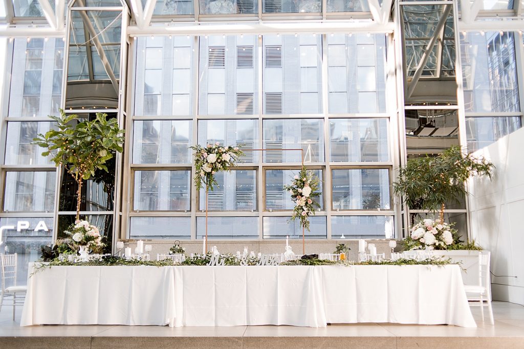 Modern Mauve Wedding at Wintergarden PPG Place. For more chic wedding ideas, visit burghbrides.com!