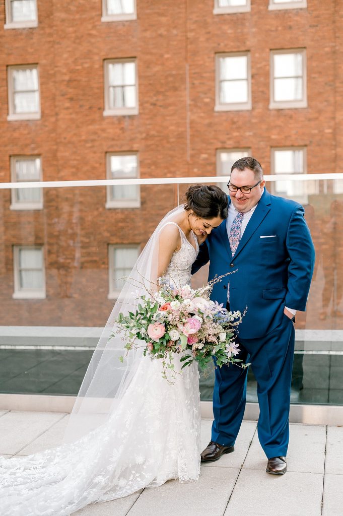 Floral Filled Energy Innovation Center Microwedding. For more small wedding ideas, visit burghbrides.com!