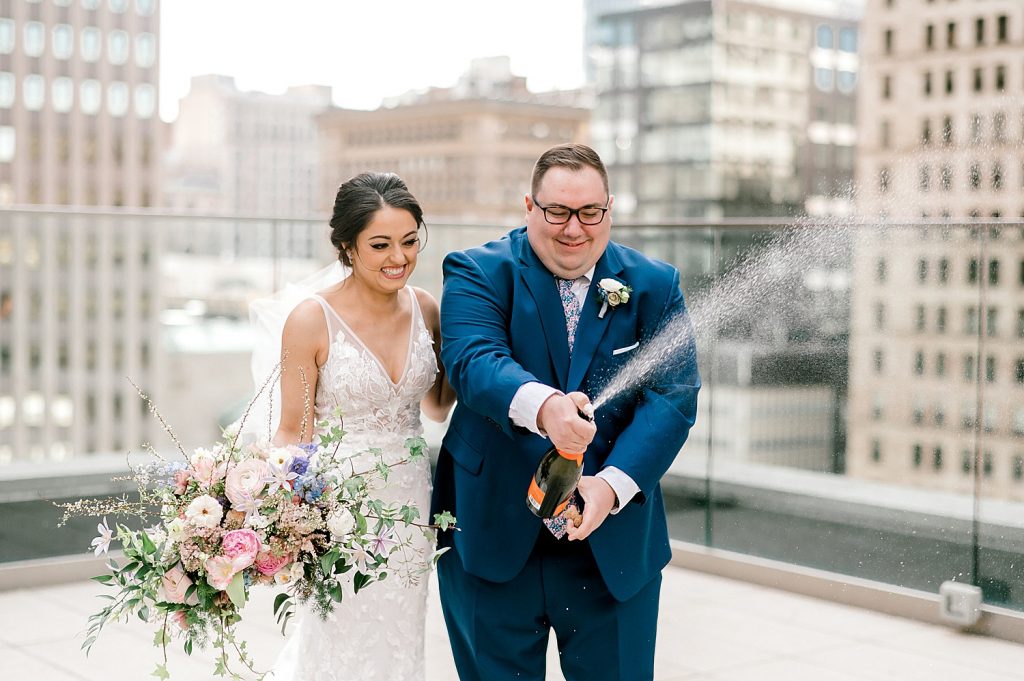 Floral Filled Energy Innovation Center Microwedding. For more small wedding ideas, visit burghbrides.com!