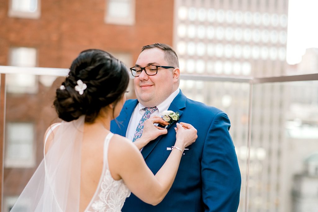 Floral Filled Energy Innovation Center Microwedding. For more small wedding ideas, visit burghbrides.com!