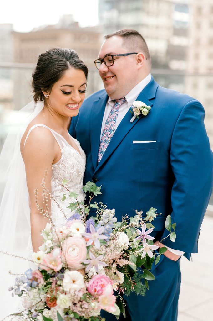 Floral Filled Energy Innovation Center Microwedding. For more small wedding ideas, visit burghbrides.com!