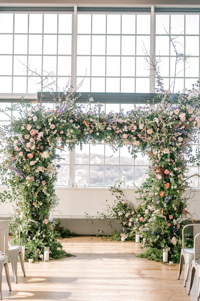 Floral Filled Energy Innovation Center Microwedding. For more small wedding ideas, visit burghbrides.com!