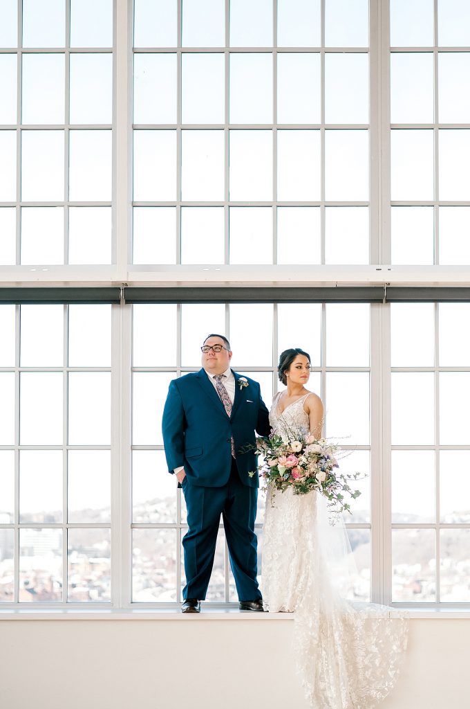 Floral Filled Energy Innovation Center Microwedding. For more small wedding ideas, visit burghbrides.com!
