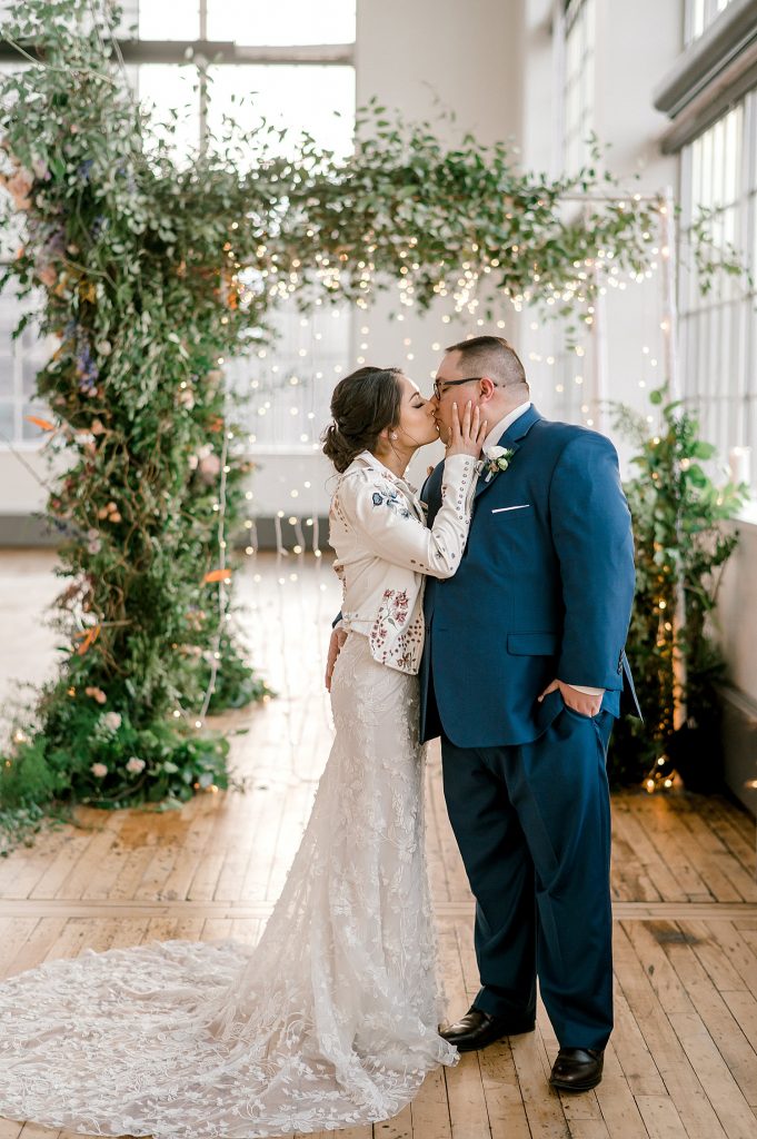 Floral Filled Energy Innovation Center Microwedding. For more small wedding ideas, visit burghbrides.com!