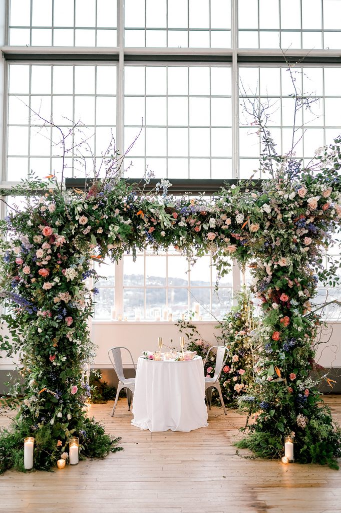 Floral Filled Energy Innovation Center Microwedding. For more small wedding ideas, visit burghbrides.com!