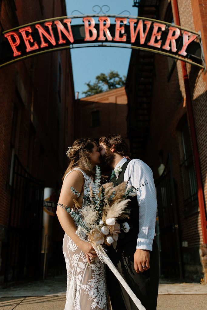 Industrial Boho Penn Brewery Wedding. For more boho wedding ideas, visit burghbrides.com!