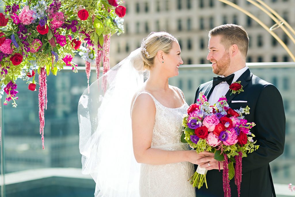 Pink & Purple Hotel Monaco Wedding. For more colorful wedding ideas, visit burghbrides.com!