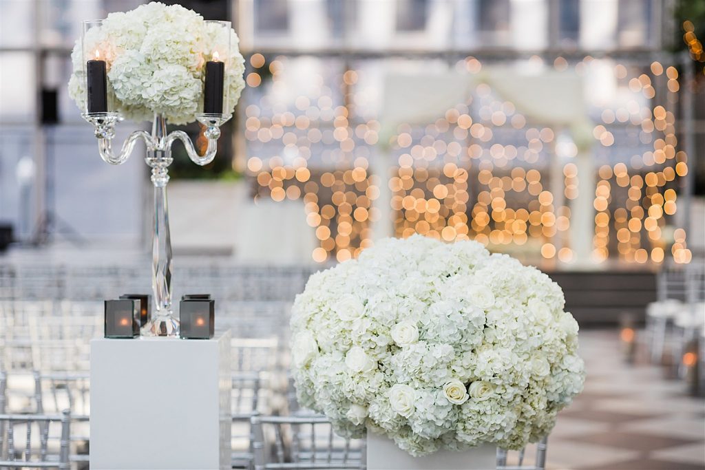 Timeless Personalized Wedding at PPG Wintergarden. For more black and white wedding ideas, visit burghbrides.com!