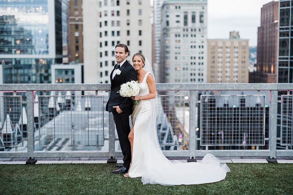 Timeless Personalized Wedding at PPG Wintergarden. For more black and white wedding ideas, visit burghbrides.com!