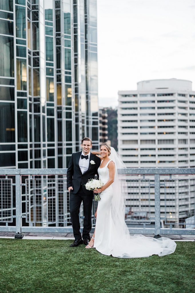 Timeless Personalized Wedding at PPG Wintergarden. For more black and white wedding ideas, visit burghbrides.com!