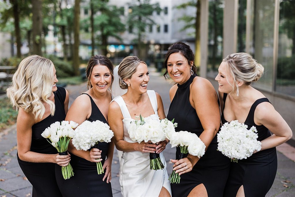 Timeless Personalized Wedding at PPG Wintergarden. For more black and white wedding ideas, visit burghbrides.com!