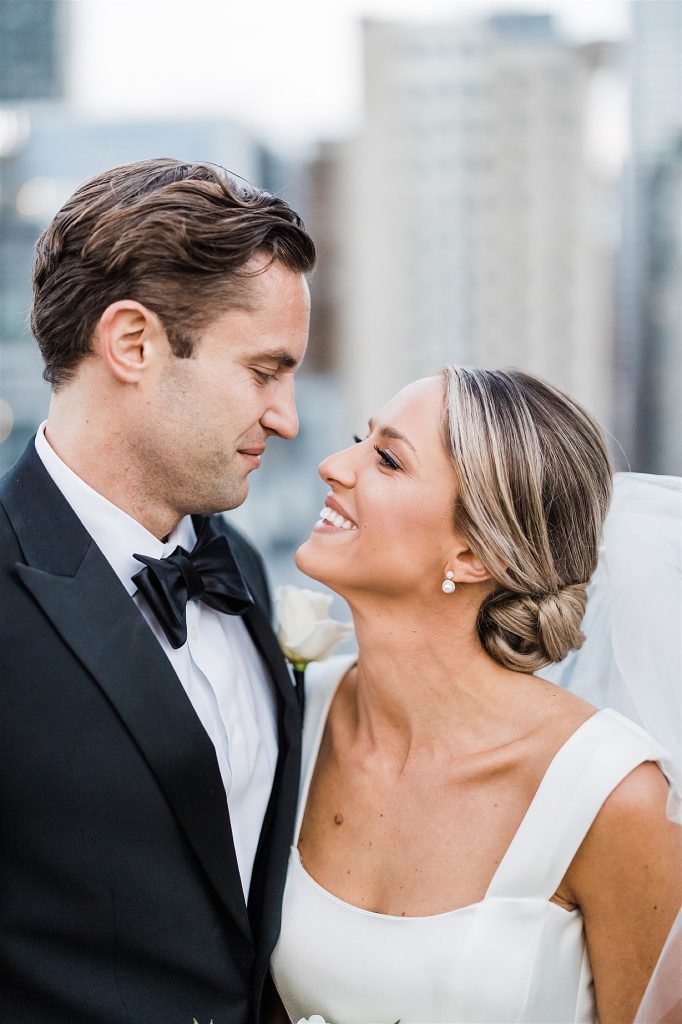 Timeless Personalized Wedding at PPG Wintergarden. For more black and white wedding ideas, visit burghbrides.com!
