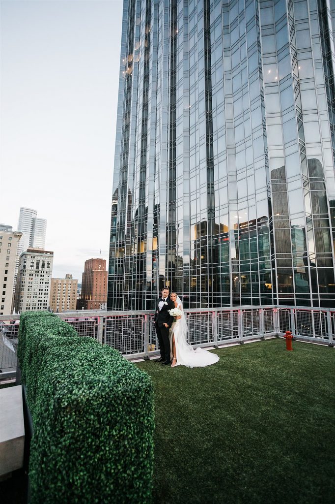 Timeless Personalized Wedding at PPG Wintergarden. For more black and white wedding ideas, visit burghbrides.com!