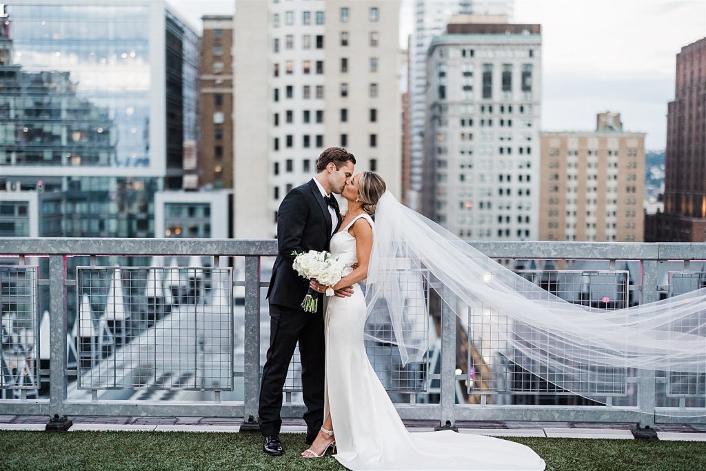 Timeless Personalized Wedding at PPG Wintergarden. For more black and white wedding ideas, visit burghbrides.com!