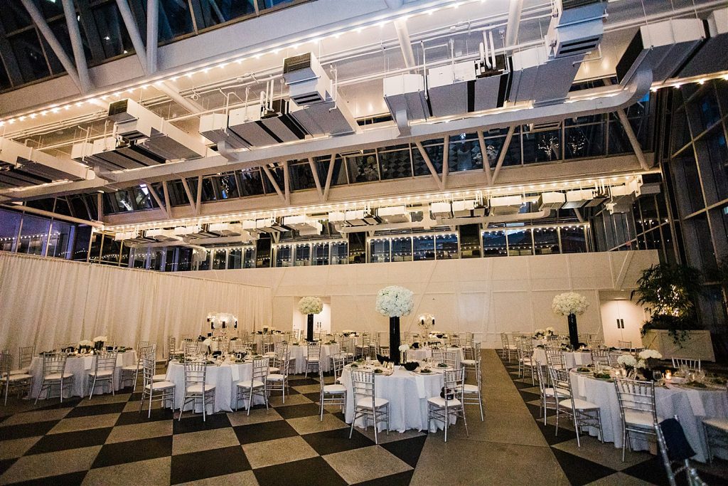 Timeless Personalized Wedding at PPG Wintergarden. For more black and white wedding ideas, visit burghbrides.com!