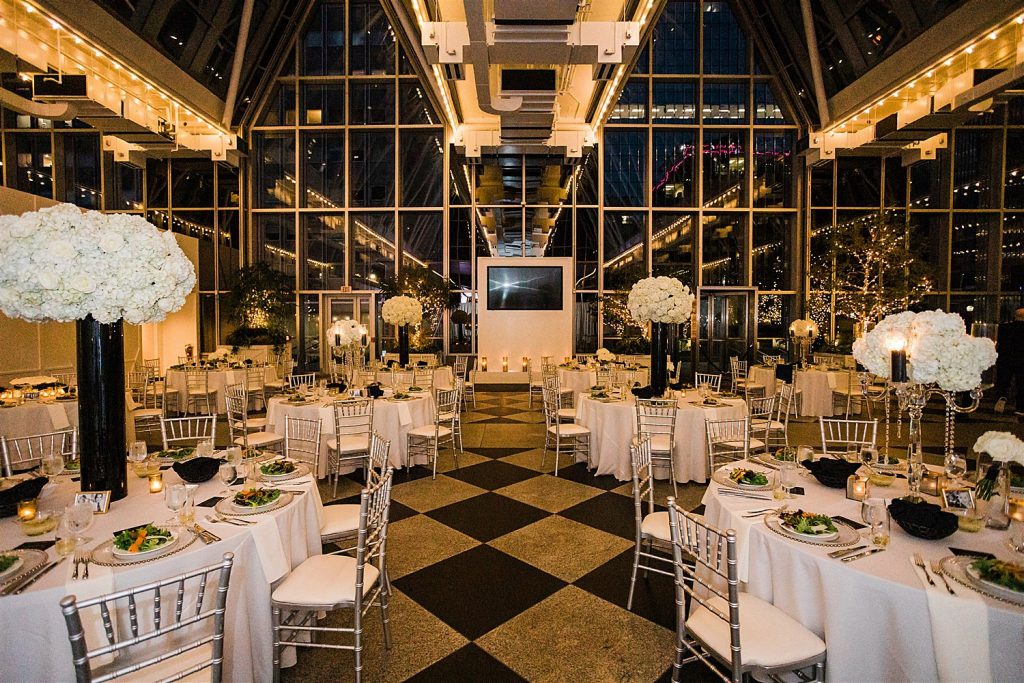 Timeless Personalized Wedding at PPG Wintergarden. For more black and white wedding ideas, visit burghbrides.com!