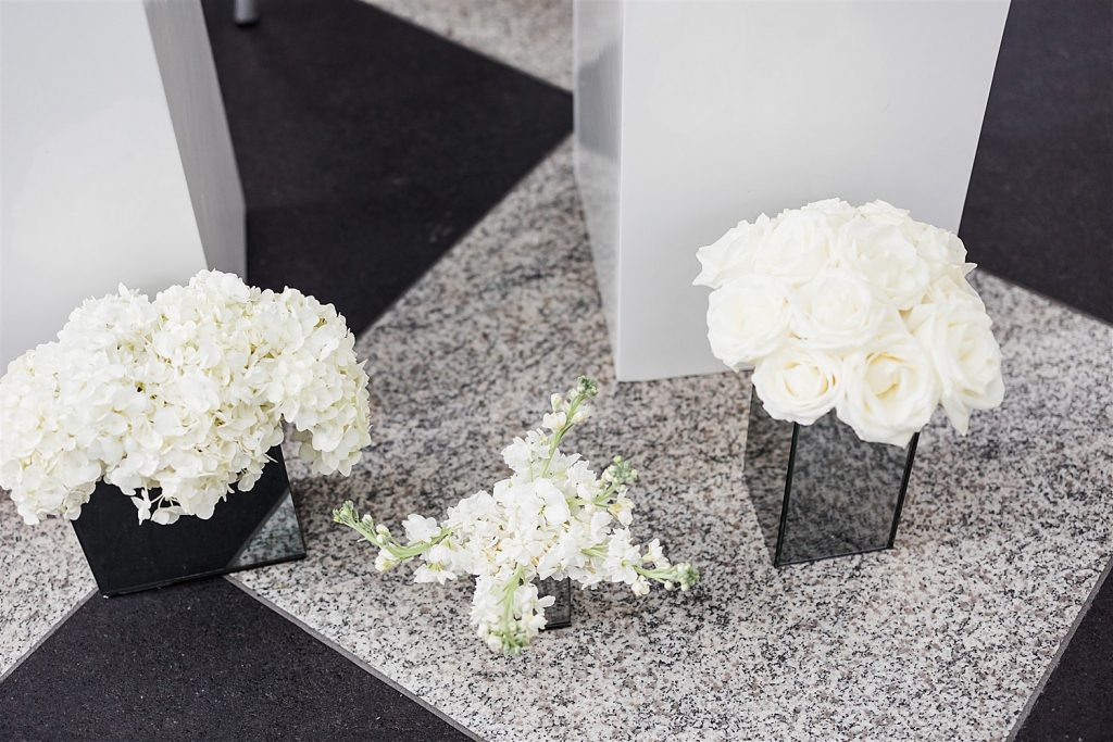 Timeless Personalized Wedding at PPG Wintergarden. For more black and white wedding ideas, visit burghbrides.com!