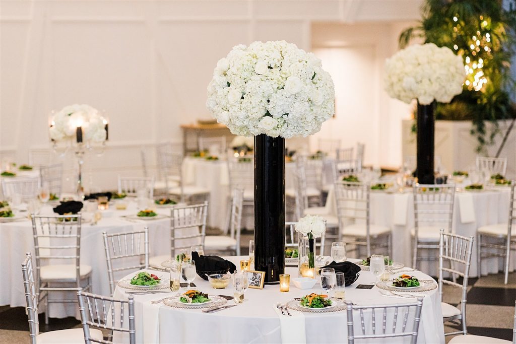 Timeless Personalized Wedding at PPG Wintergarden. For more black and white wedding ideas, visit burghbrides.com!