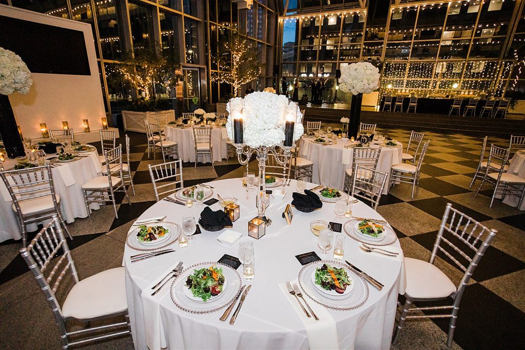 Timeless Personalized Wedding at PPG Wintergarden. For more black and white wedding ideas, visit burghbrides.com!