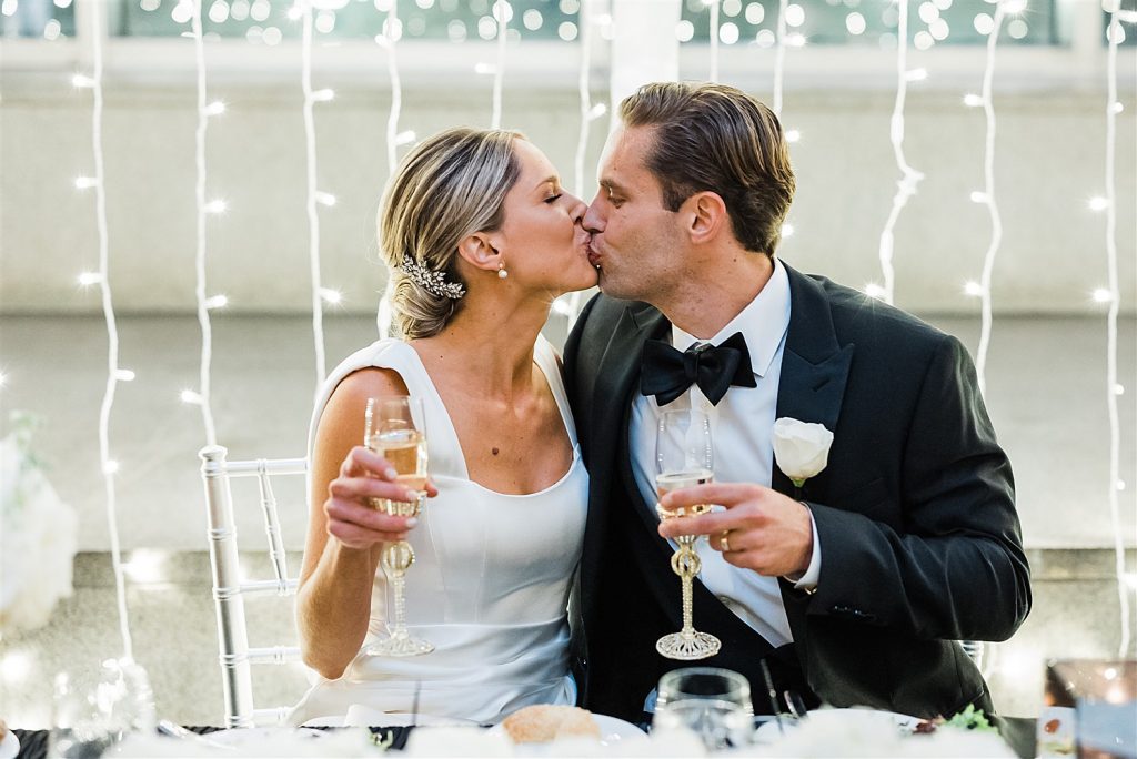Timeless Personalized Wedding at PPG Wintergarden. For more black and white wedding ideas, visit burghbrides.com!