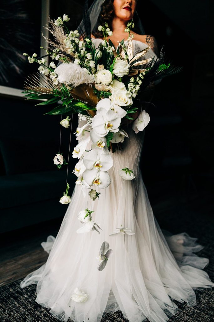 modern art deco wedding dress Art Deco Wedding Dress with Detachable Overskirt